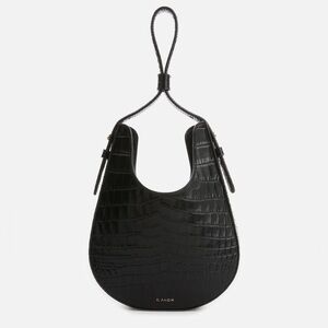 S. Joon Teardrop Crocodile Embossed Black Handbag